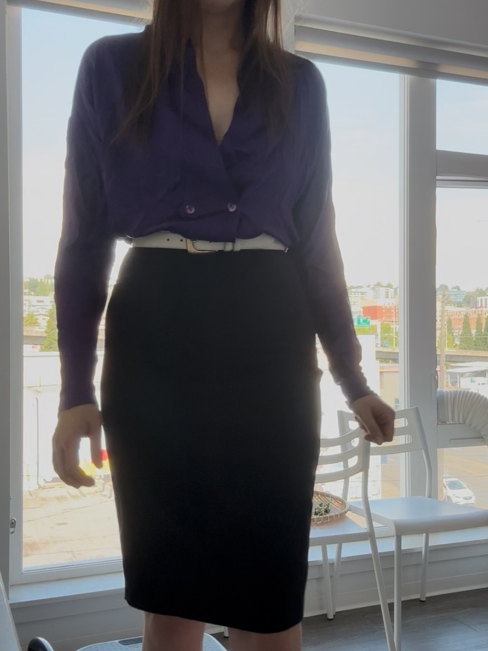 Vintage %100 silk Omanti Purple Button-Up Blouse